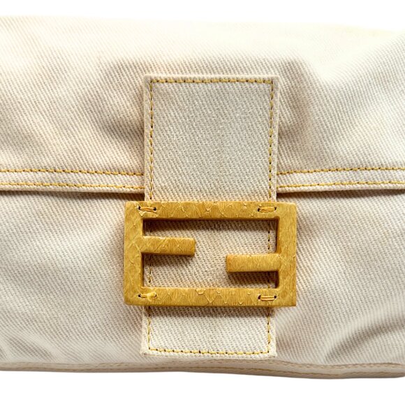 •SOLD•Vintage Fendi Denim and Python Baguette - Picture 7 of 9